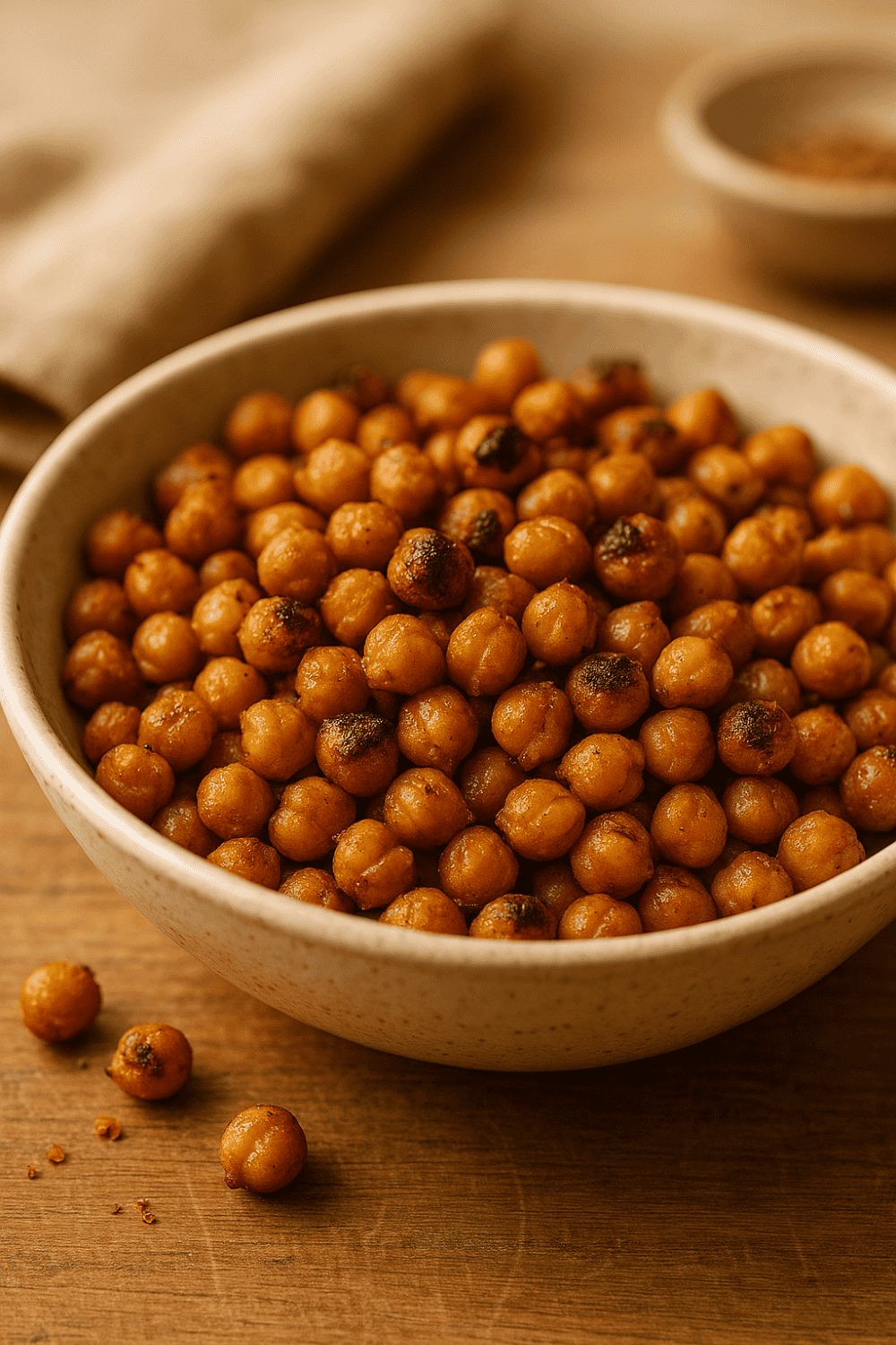 Chicken Nuggets während der Zubereitung in der Heißluftfritteuse, gleichmäßig verteilt im Garkorb