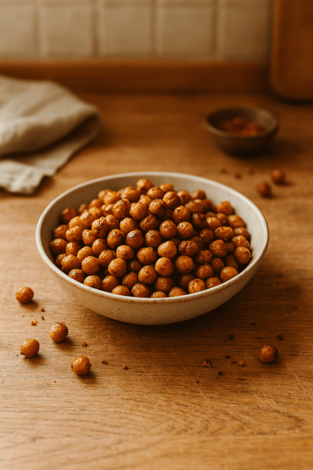 Selbstgemachte Chicken Nuggets Heißluftfritteuse serviert mit cremigem Dip auf rustikalem Holztisch