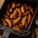 Kartoffelecken im Airfryer-Korb – goldbraun und knusprig