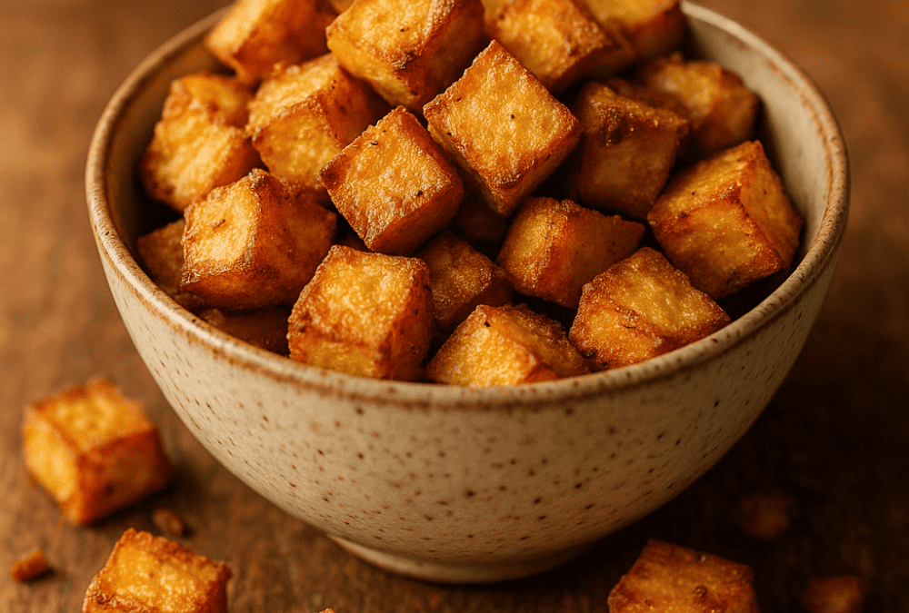 Knusprige Tofu-Würfel aus der Heißluftfritteuse
