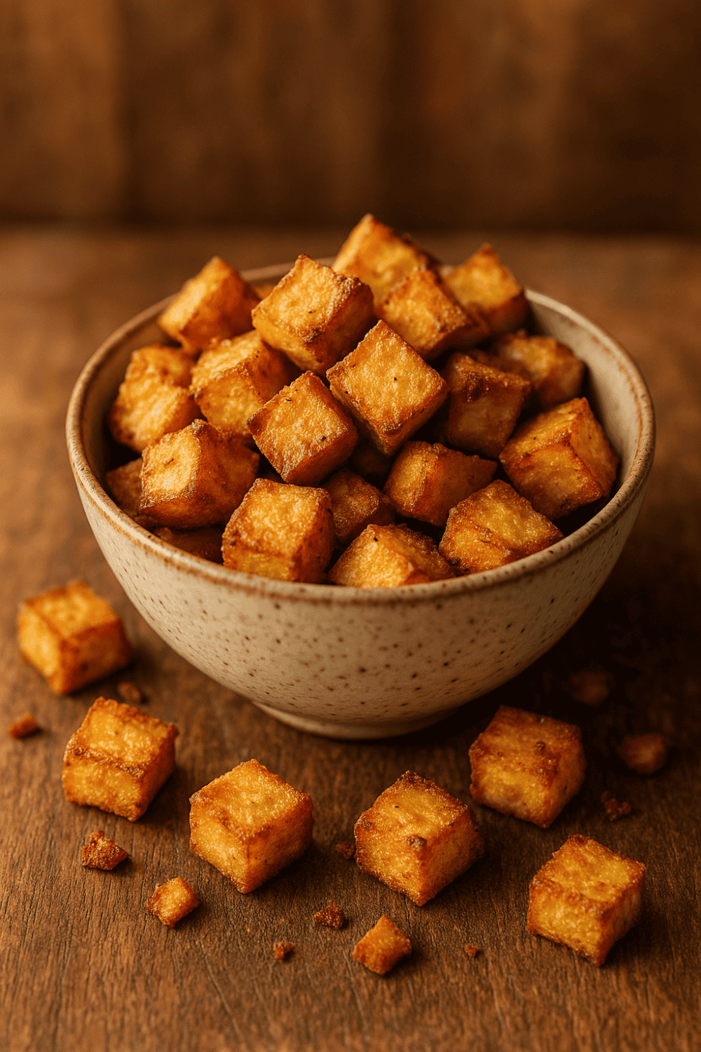 Knusprige Tofu-Würfel aus der Heißluftfritteuse