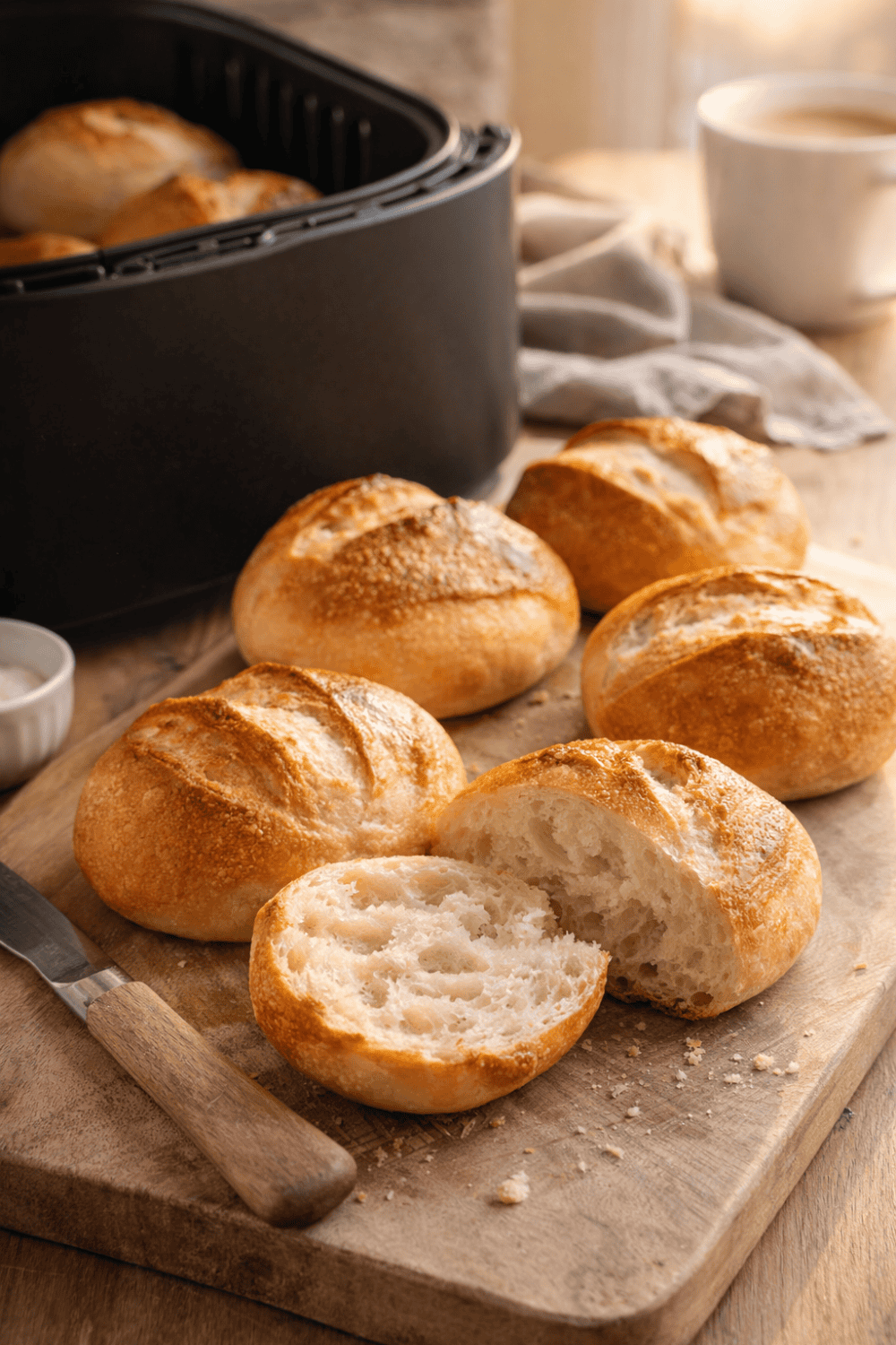 Aufbackbrötchen direkt vor dem Airfryer.