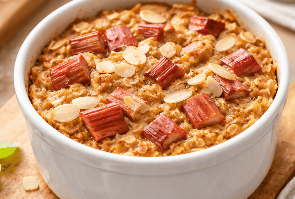 Rhabarber Baked Oats im Airfryer – Warmes Frühstück in 30 Minuten