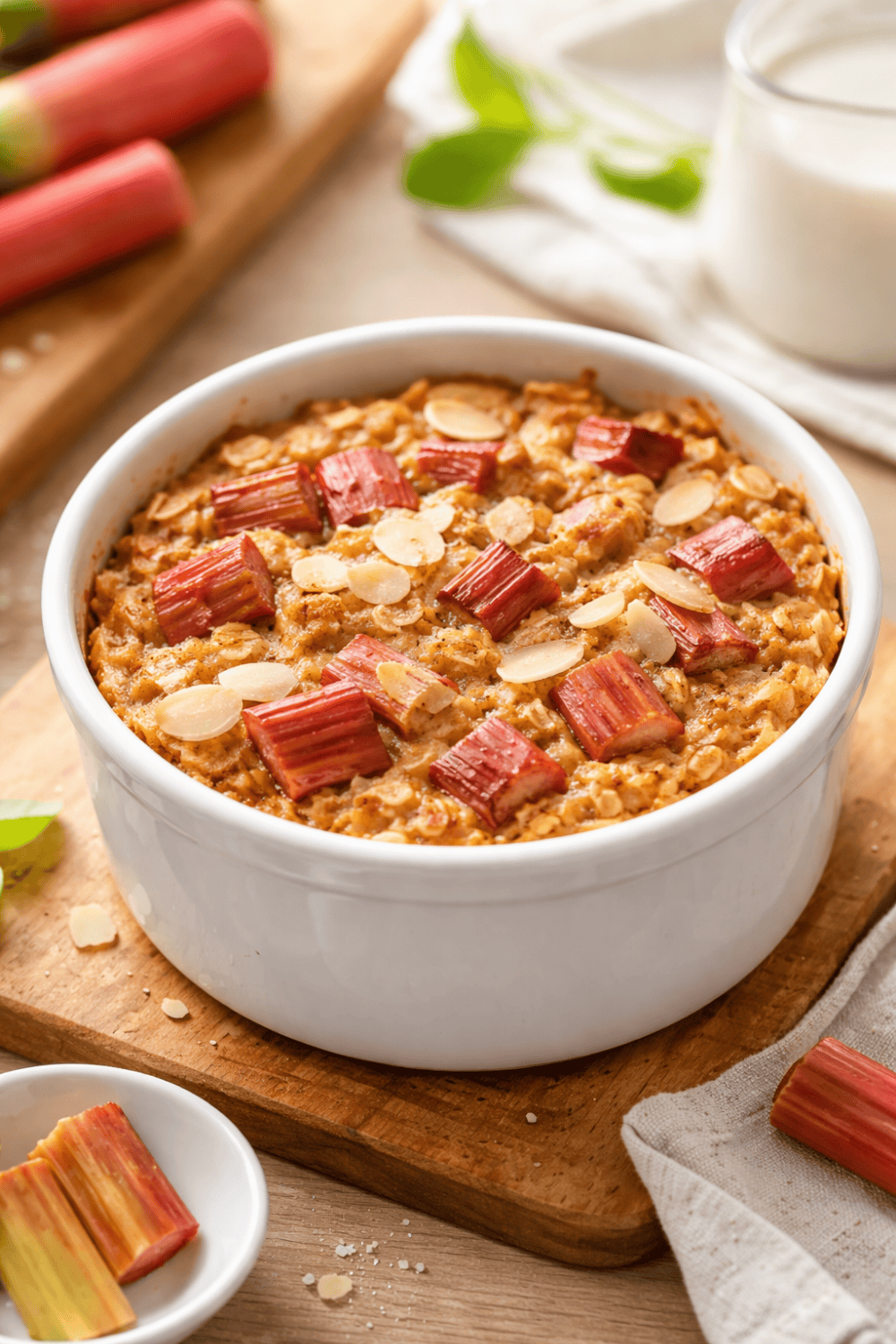 Rhabarber Baked Oats im Airfryer – Warmes Frühstück in 30 Minuten