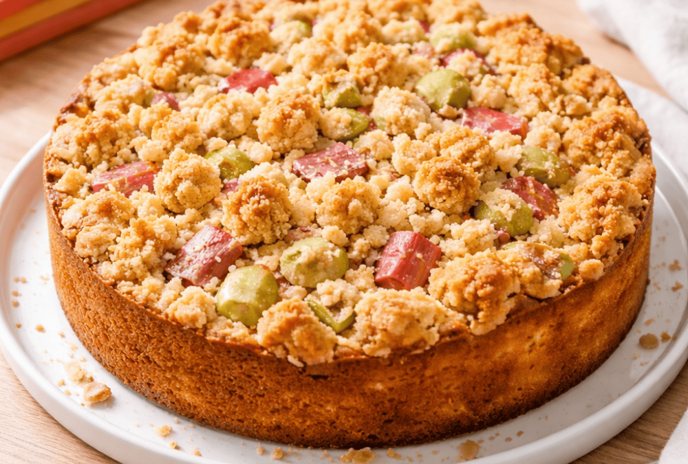 Rhabarber-Streuselkuchen aus der Heißluftfritteuse – knusprig, saftig & frühlingshaft