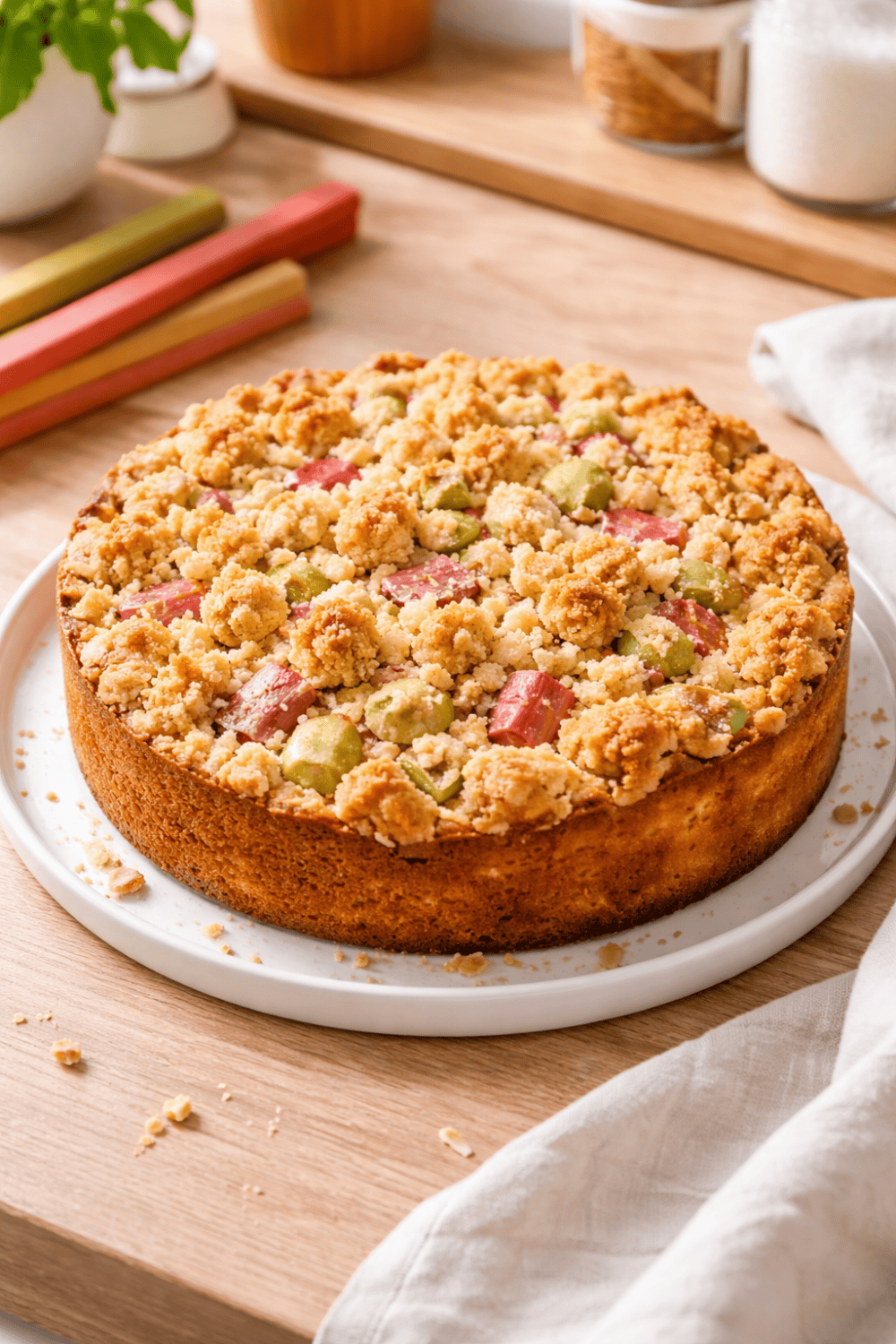 Rhabarber-Streuselkuchen aus der Heißluftfritteuse – knusprig, saftig & frühlingshaft