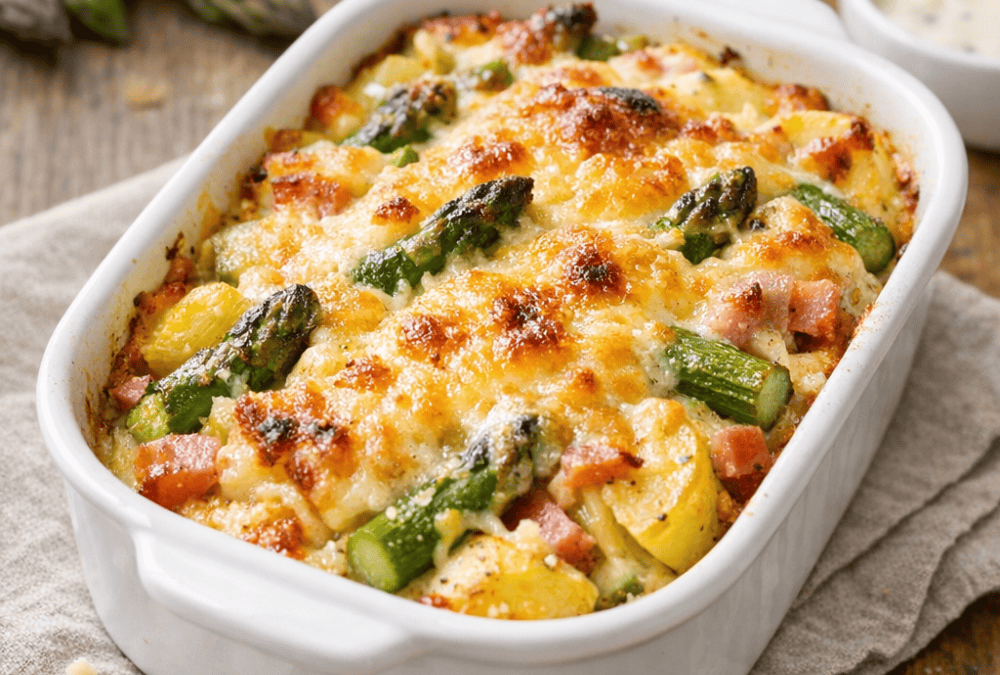 Grüner-Spargel-Auflauf aus der Heißluftfritteuse – Kleine Form für 2-3 Portionen