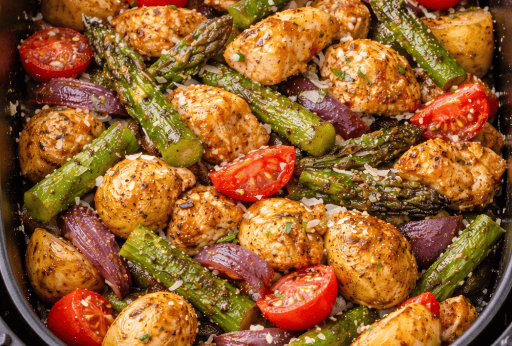 One-Pot Spargelpfanne – Alles in einer Heißluftfritteuse